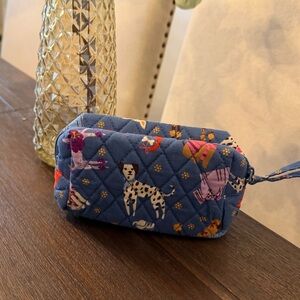 Vera Bradley Quilted Blue mini Cosmetic Pouch with Dog Print